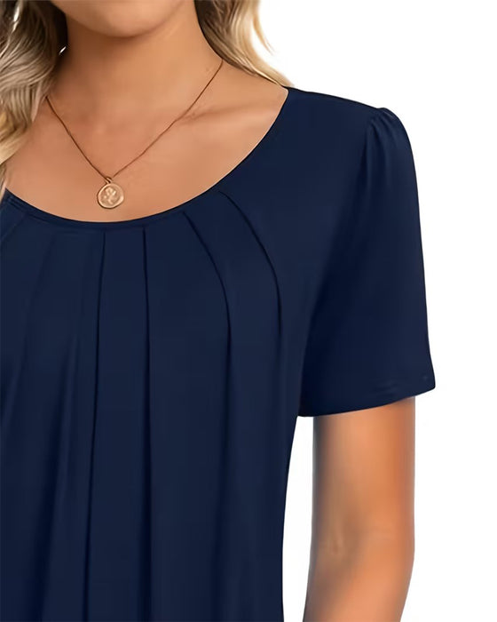 T-Shirt Plisseret Casual Kort Ærme