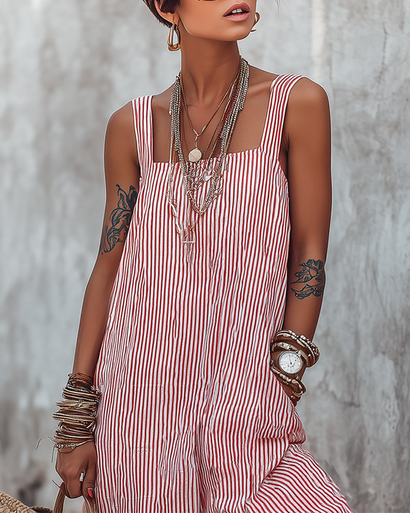 Jumpsuit Bred Strop Stribede Overall