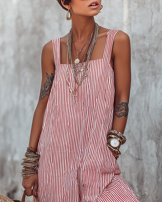 Jumpsuit Bred Strop Stribede Overall