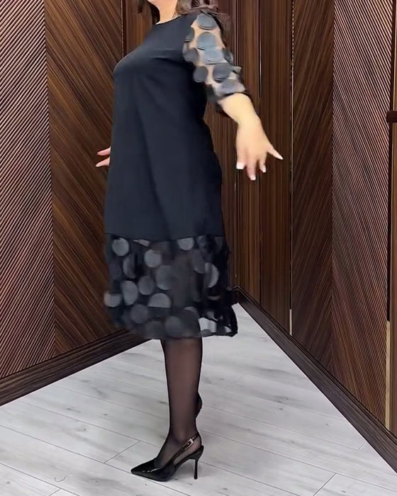 Kjole Mesh Stitching Modne Rund Hals