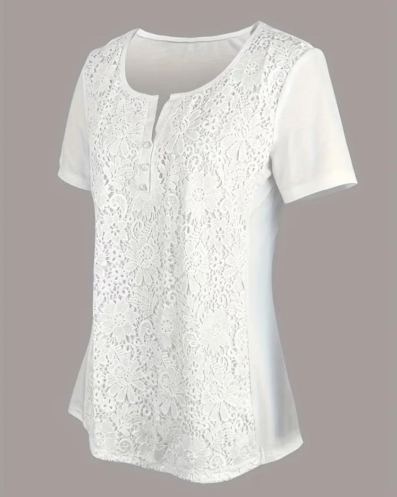 Bluse Rund Hals Blondepanel