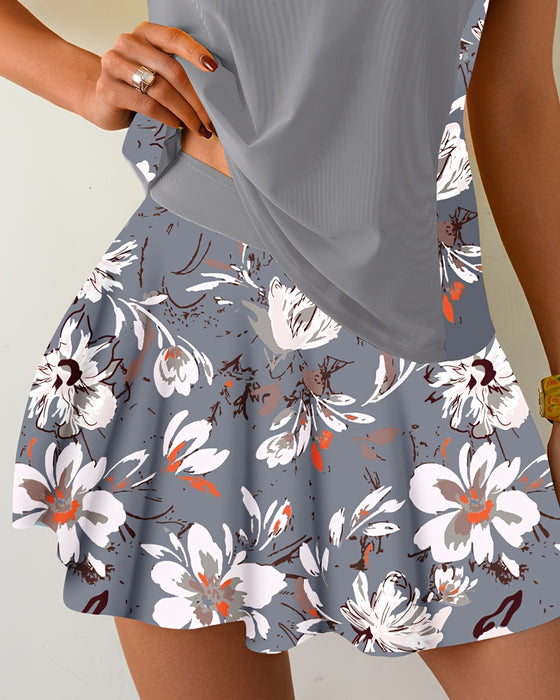 Tankini Ærmeløs Patchwork Blomstrende