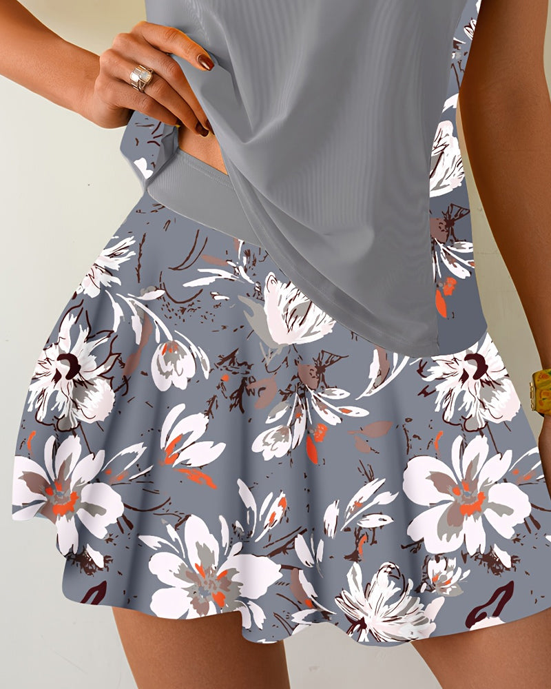 Tankini Ærmeløs Patchwork Blomstrende