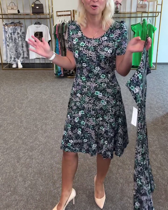 Kjole Stilfuld Slank Talje Trykt