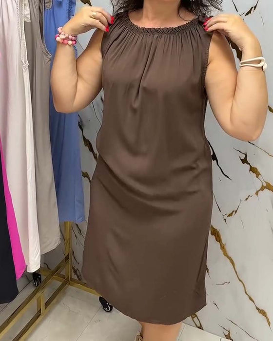 Kjole Off-Shoulder Slips Ensfarvet