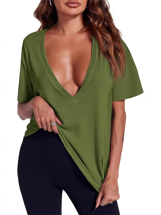 T-Shirt Kvinder Sexet Dyb V-Hals