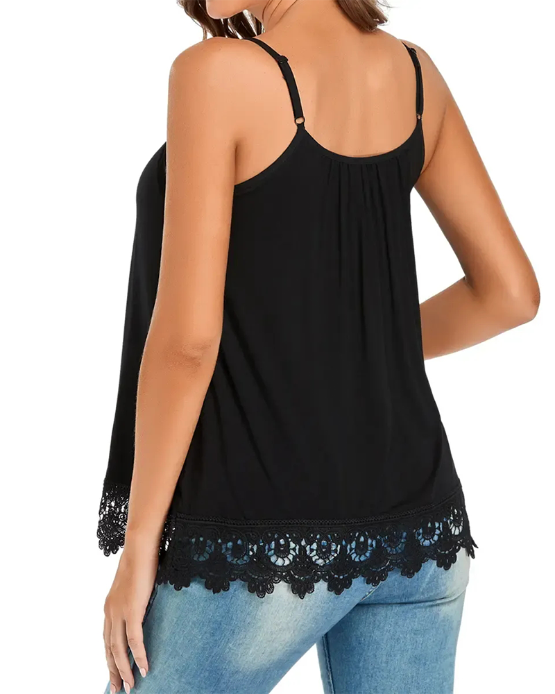 Cami Top Spaghettistrop Rynket Blonde Patchwork Indbygget Bh