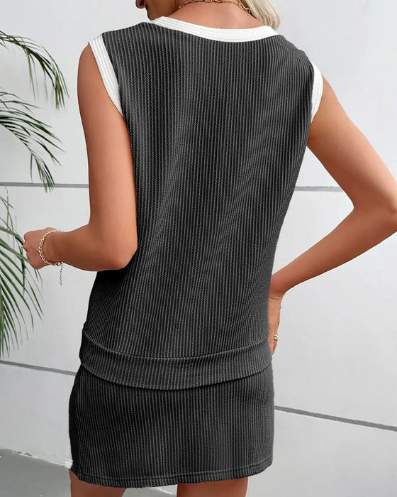 Sæt Stribet Delt Beskyttende Tanktop