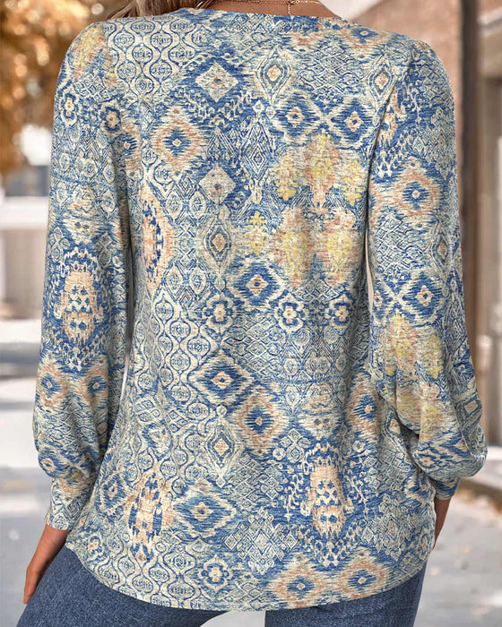 Bluse V-Hals Rynket Casual