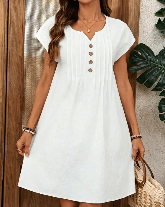 Kjole Lille V-Udskæring Plisseret