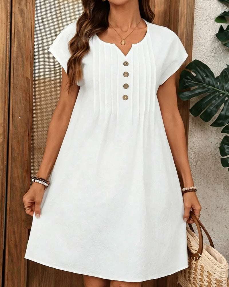 Kjole Lille V-Udskæring Plisseret