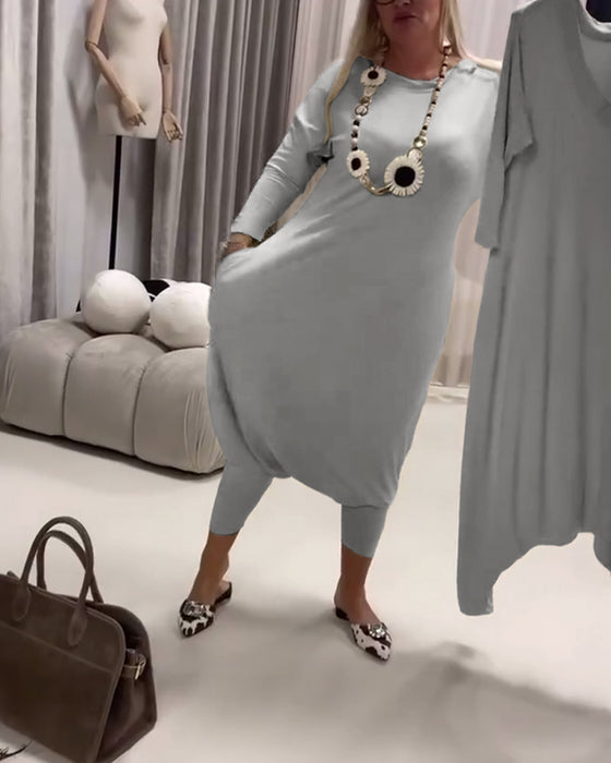 Jumpsuit Ensfarvet Langærmet Afslappet