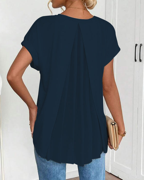 T-Shirt Kortærmet Ensfarvet Patchwork