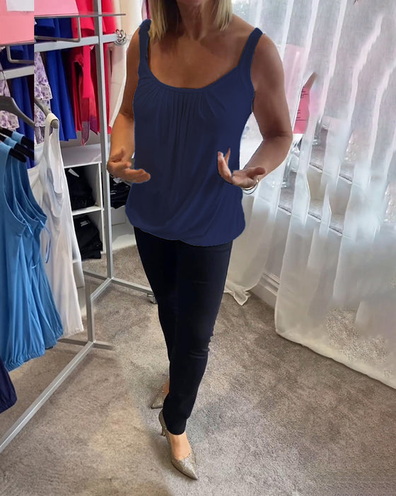 Plisseret hvid camisole top