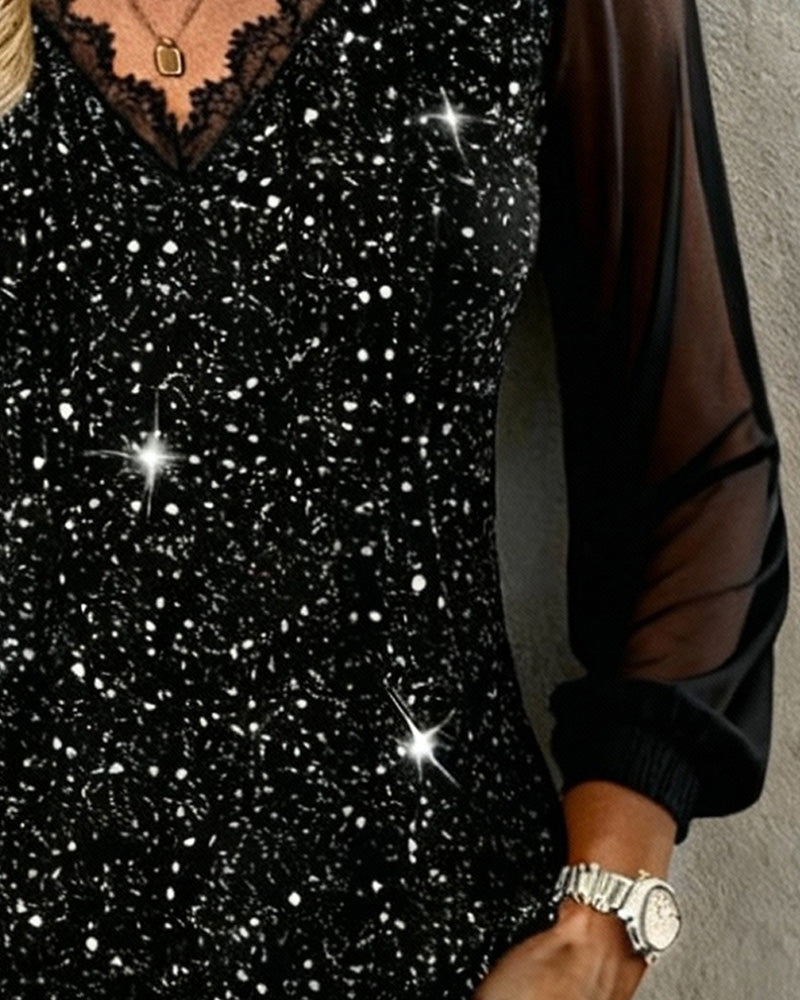 Modisk Bluse Med Lange Ærmer Og V-Hals