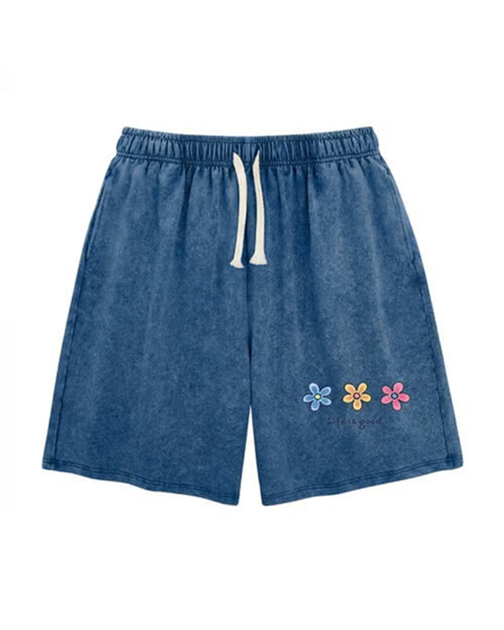 Shorts Blomstertryk Elastisk Snøre