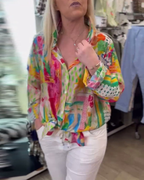 Skjorte Farverig Stilfuld Krave