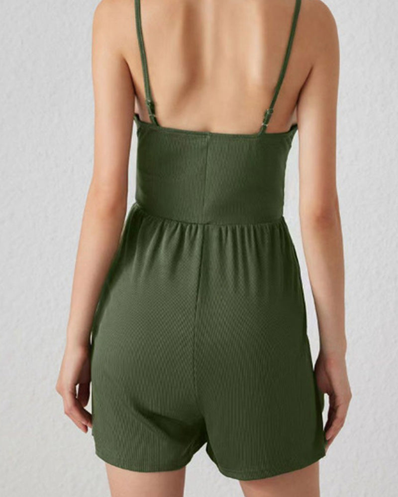 Ensfarvet Afslappet Jumpsuit