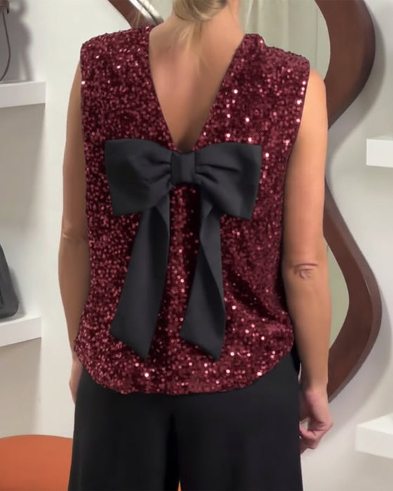 Tank Top Modne Sløjfe Glitre