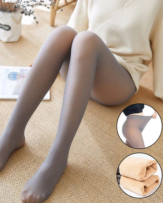 Gennemsigtige, varme plysforede elastiske tights