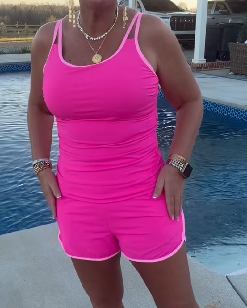 Tankini Med Farvekontrast Kantebånd Og Sømme