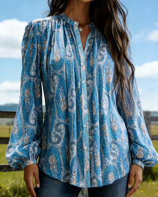 Bluse Boho Cashew Blomst Tryk