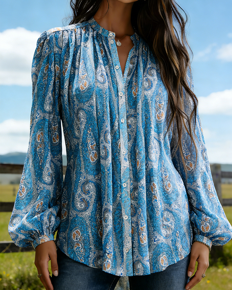 Bluse Boho Cashew Blomst Tryk