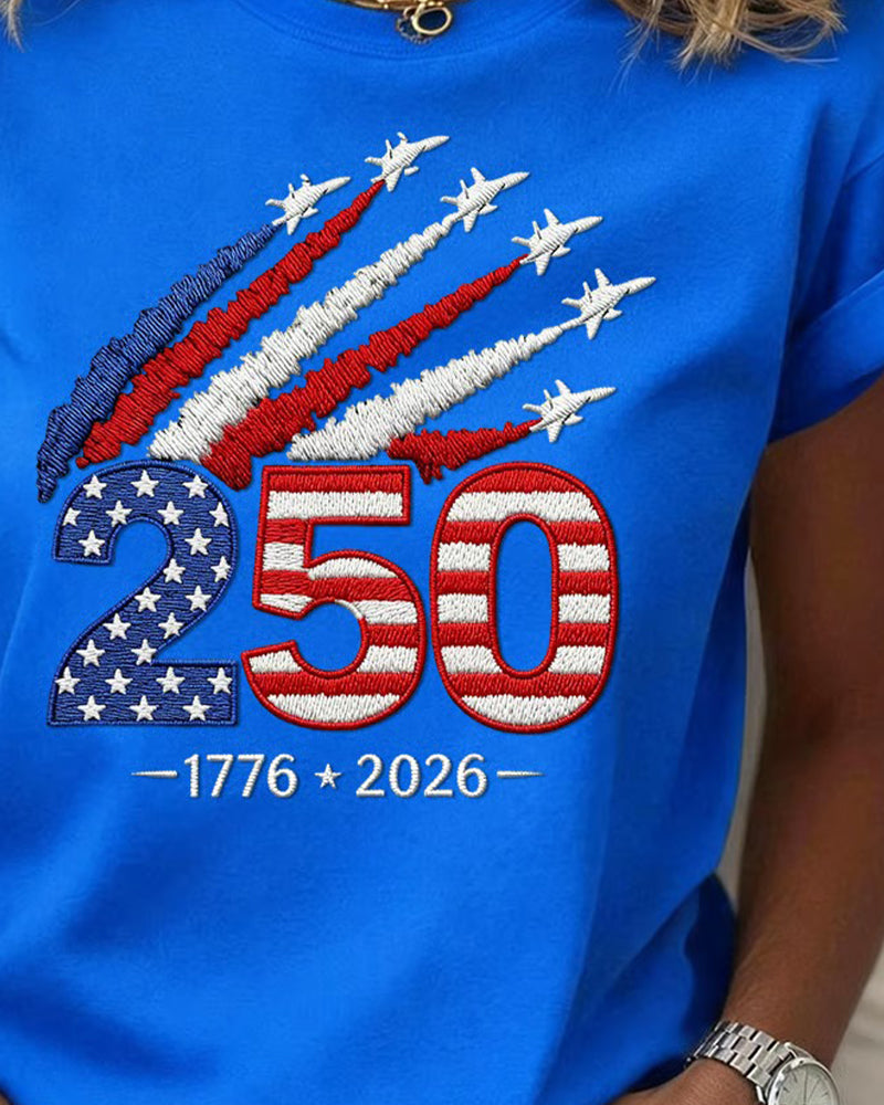 T-Shirt Flag Fly Print Kort Ærme