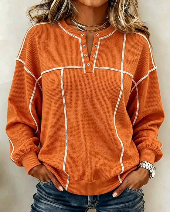 Sweatshirt V-Hals Linje Lang Ærme