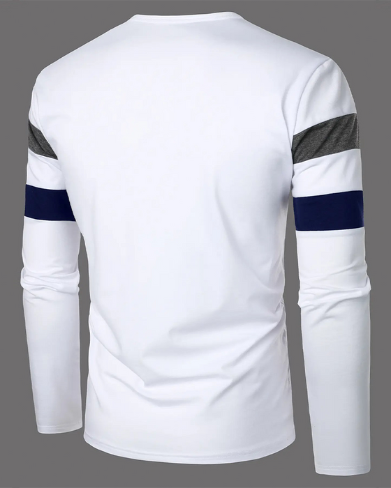 T-Shirt Rundhalset Stribet Langærmet Herrer