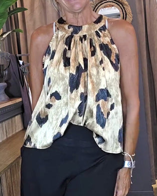 Tanktop Leopardmønstreret Rundhals