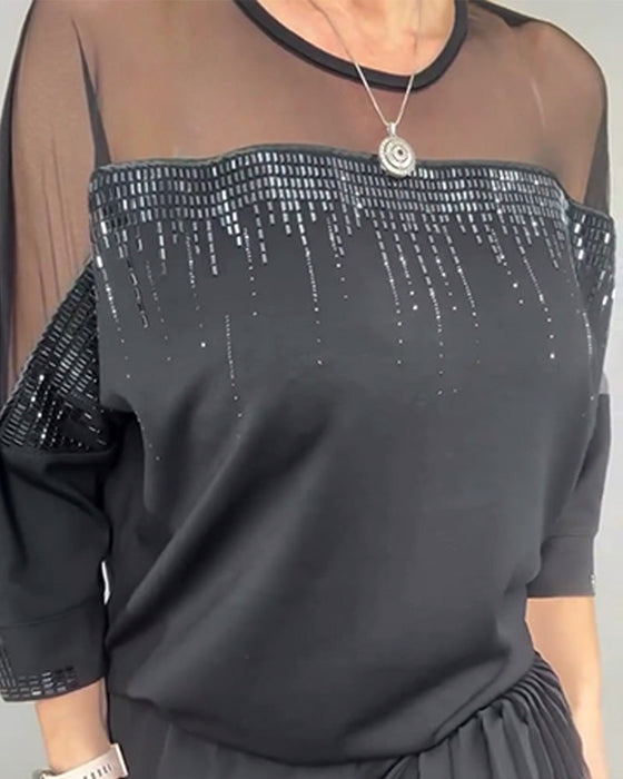 Bluse Mesh Splejset Løs