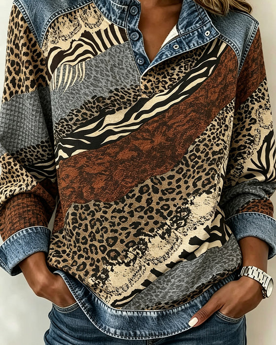 Bluse Patchwork Leopard Knap