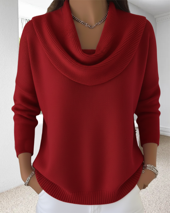 Sweater Ensfarvet Pile-krave Pullover