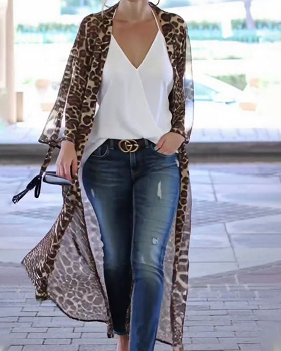 Frappe Lang Leopardtryk Solbeskyttende