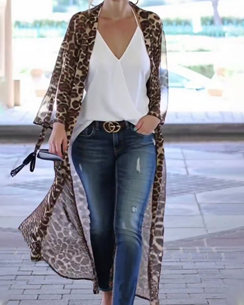 Frappe Lang Leopardtryk Solbeskyttende