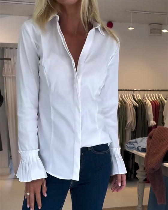 Skjorte Flare Ærme Casual Slag