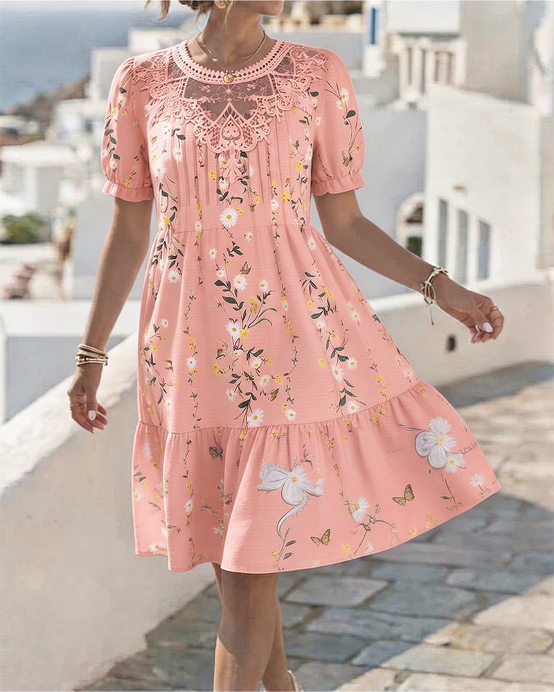 Kjole Daisy Blonde Kort Ærme Ferie