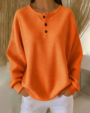 Moderne Casual Langærmet Sweatshirt I Ensfarvet