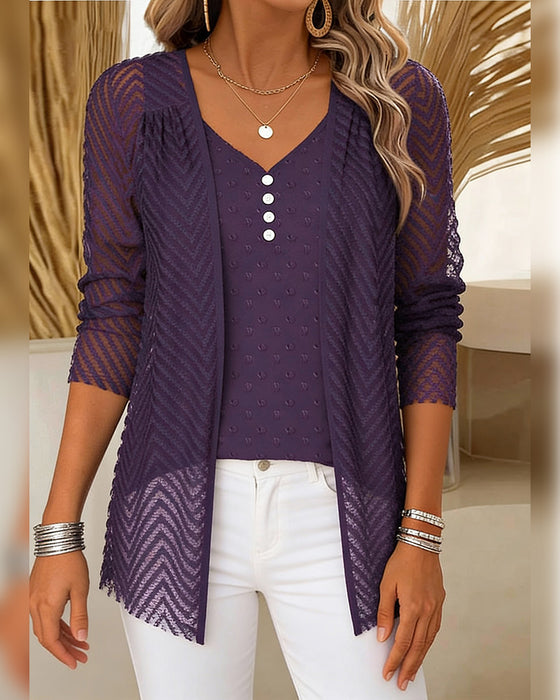 Topp 3d-Blomstertryk To-Delt