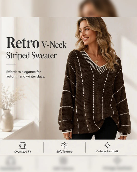 Pullover Trøje Afslappet Loose Fit Stribe