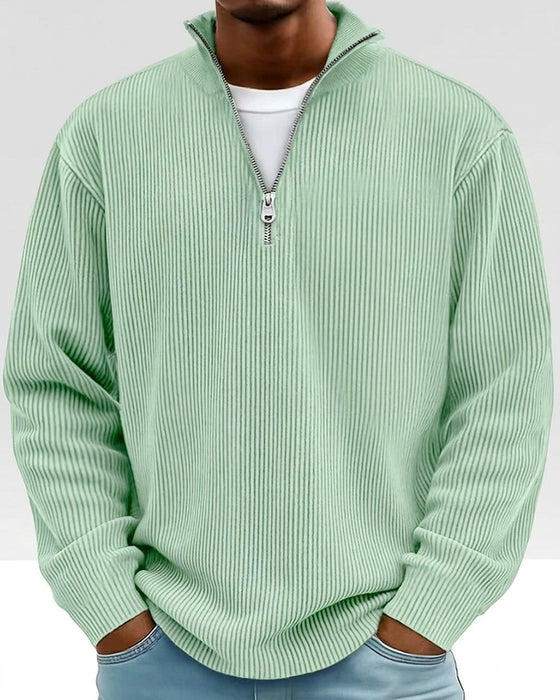 Herre Sweatshirt Lynlås Krave Lang Ærme