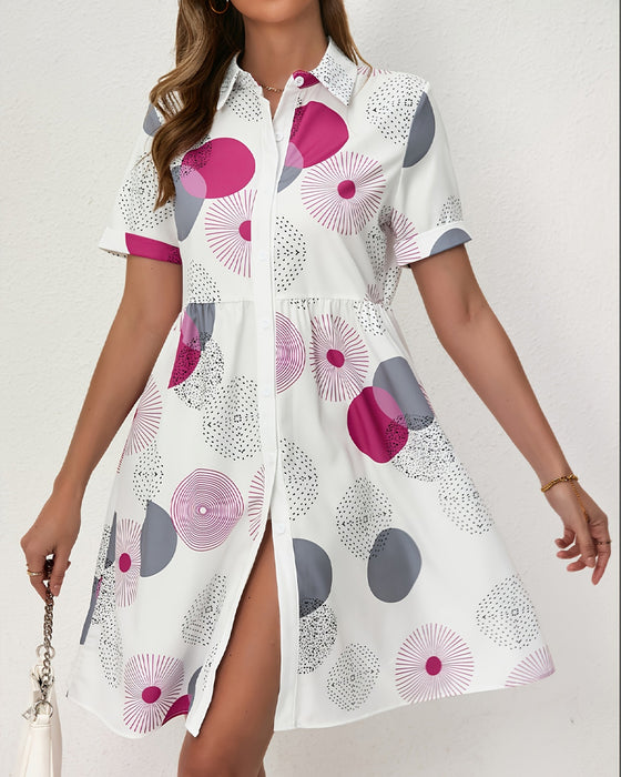 Kjole Polka Dot Print Skjorte