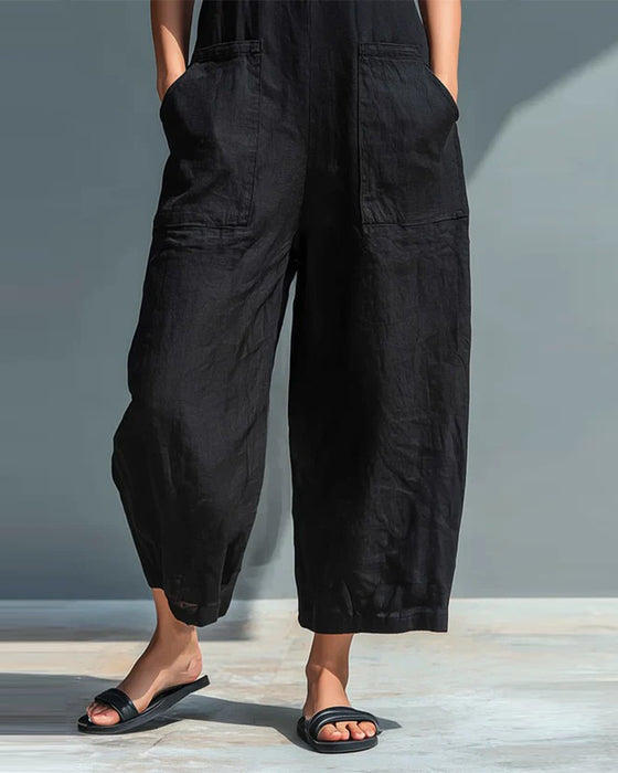 Jumpsuit Ærmeløs Stående Krave Lomme