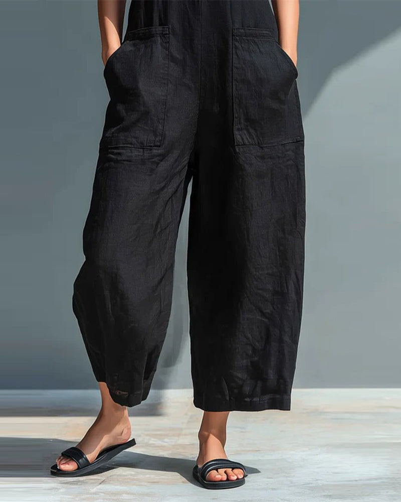 Jumpsuit Ærmeløs Stående Krave Lomme