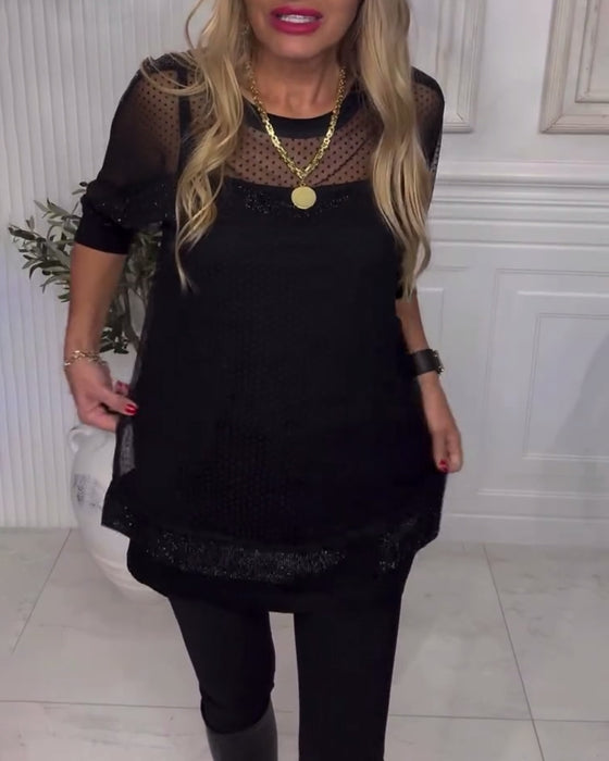 Bluse Mesh Langærme