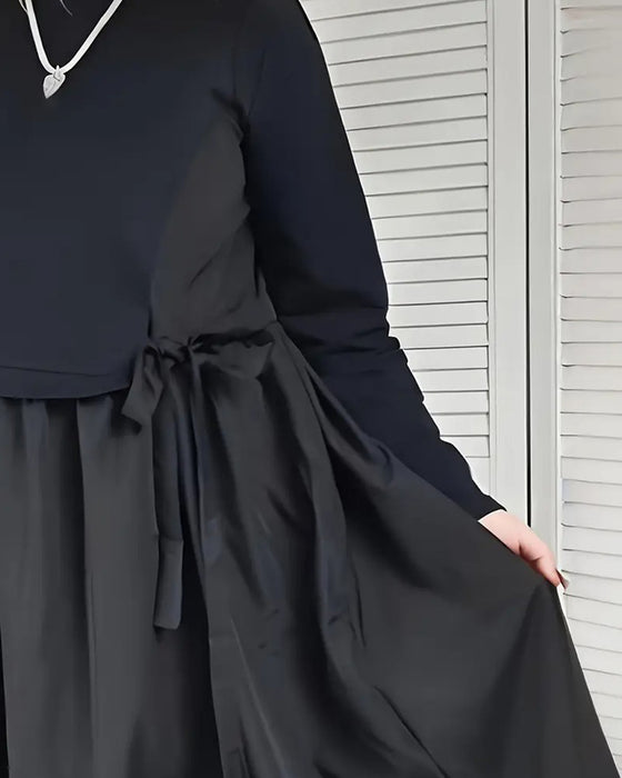 Kjole Strikket Patchwork Sidestrik