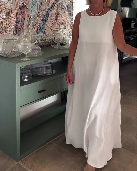 Kjole Ærmeløs Løs Draperet Lang