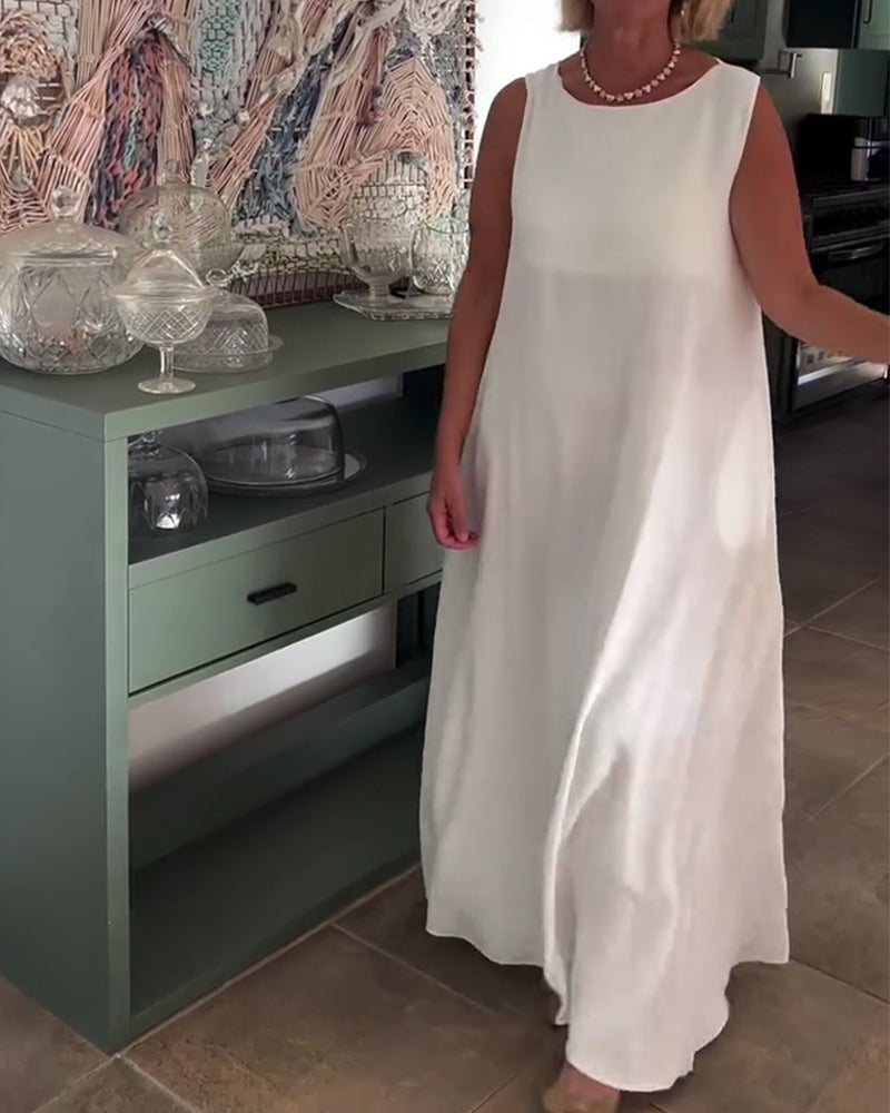 Kjole Ærmeløs Løs Draperet Lang