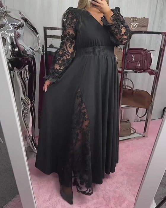 Kjole Knipling Stitching V-Hals A-Snit